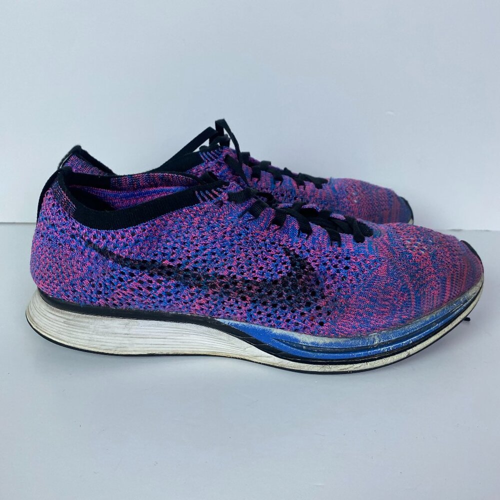 Nike Flyknit Racer Running Shoes Men's 9 Game Royal Pink Flash Purple 526628 400